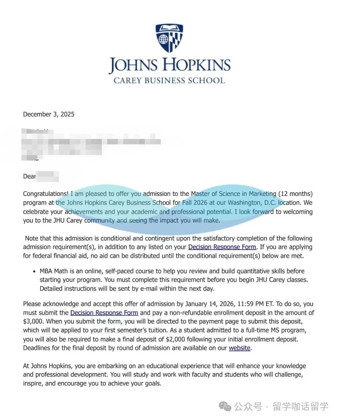 喜报！留学咖三位学子斩获约翰霍普金斯大学Offer！