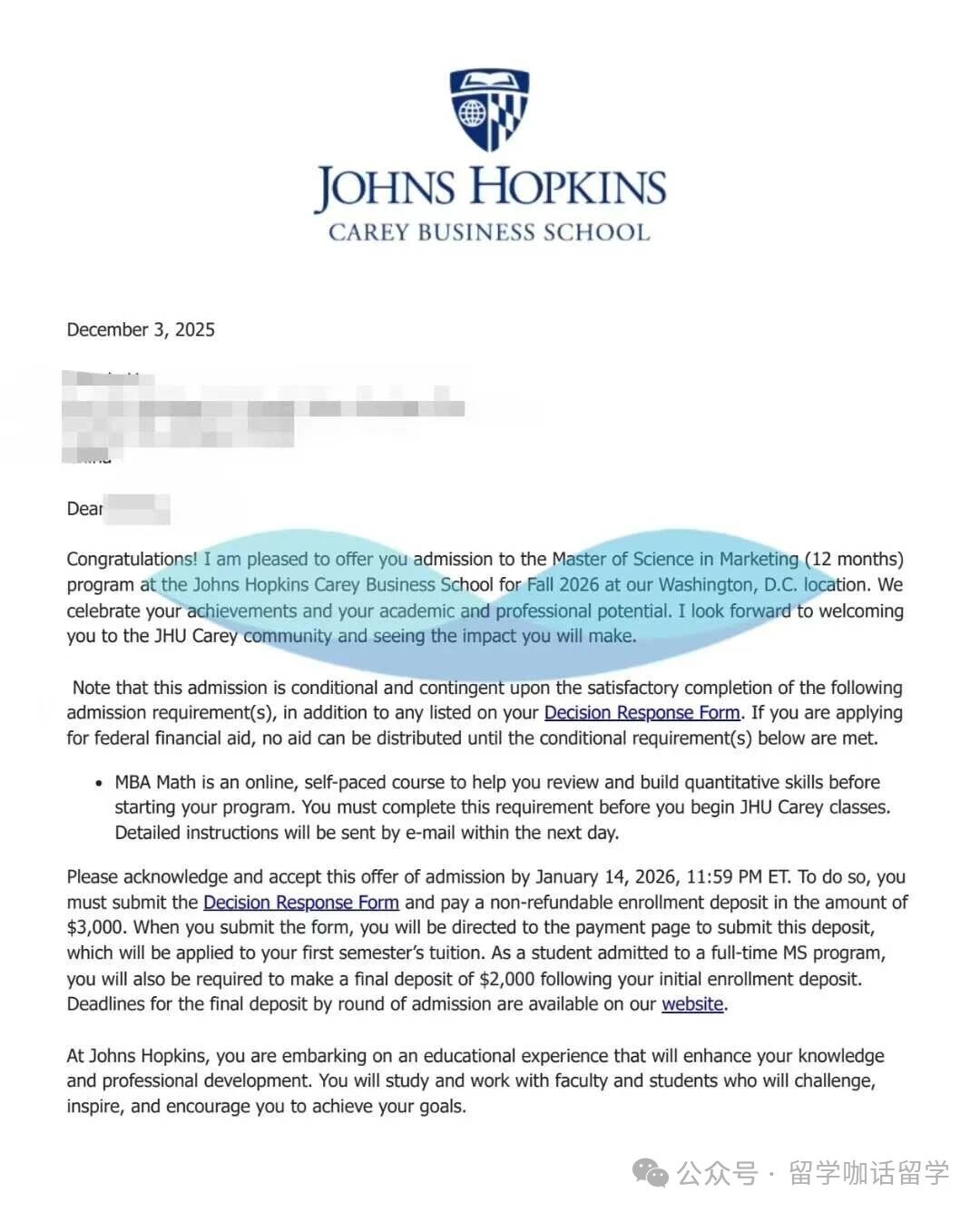 喜报！留学咖三位学子斩获约翰霍普金斯大学Offer！